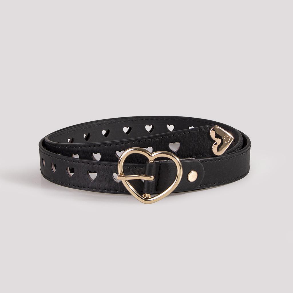 

Love Heart Cutout Pu Waist Belt With Alloy Buckle For Daily Wear
