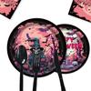 Halloween Themed Party Cutlery Paper Plates Tissue Birthday Supplies Pink Horror Disposable Birthday Party Set