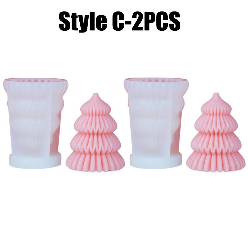 1-4PCS Christmas Tree Aroma Candle Silicone Mold DIY Plaster Wax Craft Holiday Decorations Handmade Supplies Making Kits