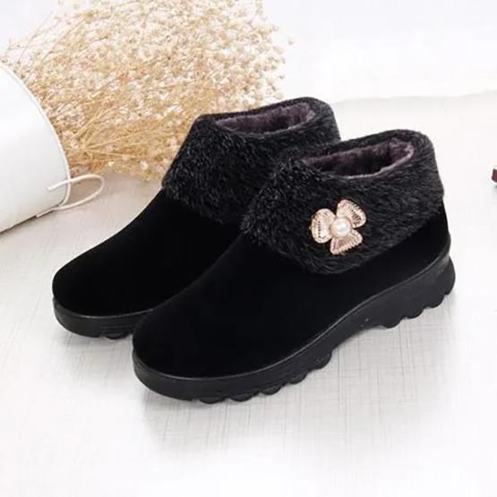 

WTEMPO Mom, однотонная нескользящая мягкая обувь большого размера, женские повседневные осенне-зимние теплые плюшевые слипоны 41 чёрный