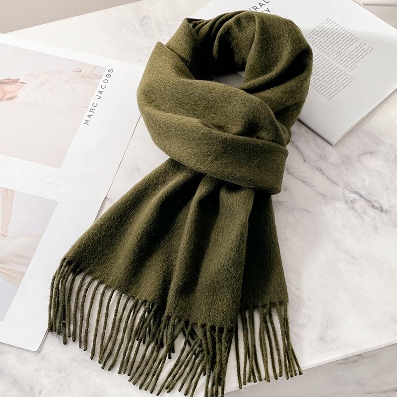 White Pure Scarf Women's Winter Korean Versatile High-end Sense Thickened Couple Scarf Dual-purpose High-end Gift