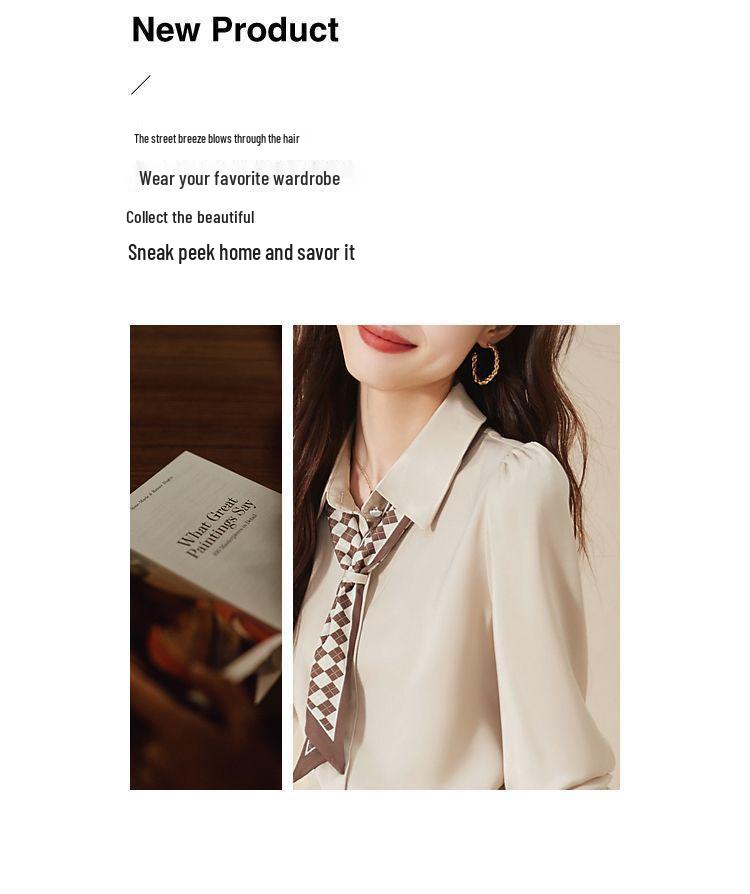 2026 Spring New Arrival: Women's French Elegant Skirt & Tie-Neck Shirt Two-Piece Set