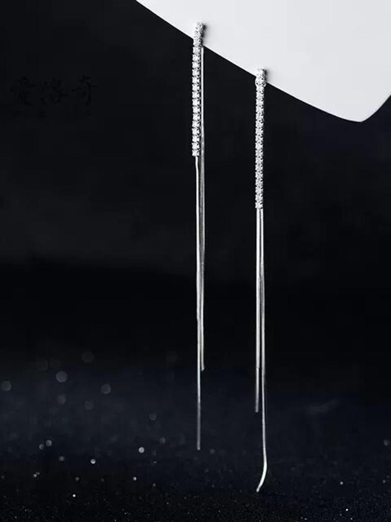JWER Simple High-Grade Long Chain Tassel Drop Earrings for Women Dangle Earring Gold Silver Color Piercing Line Trendy Ear Gifts