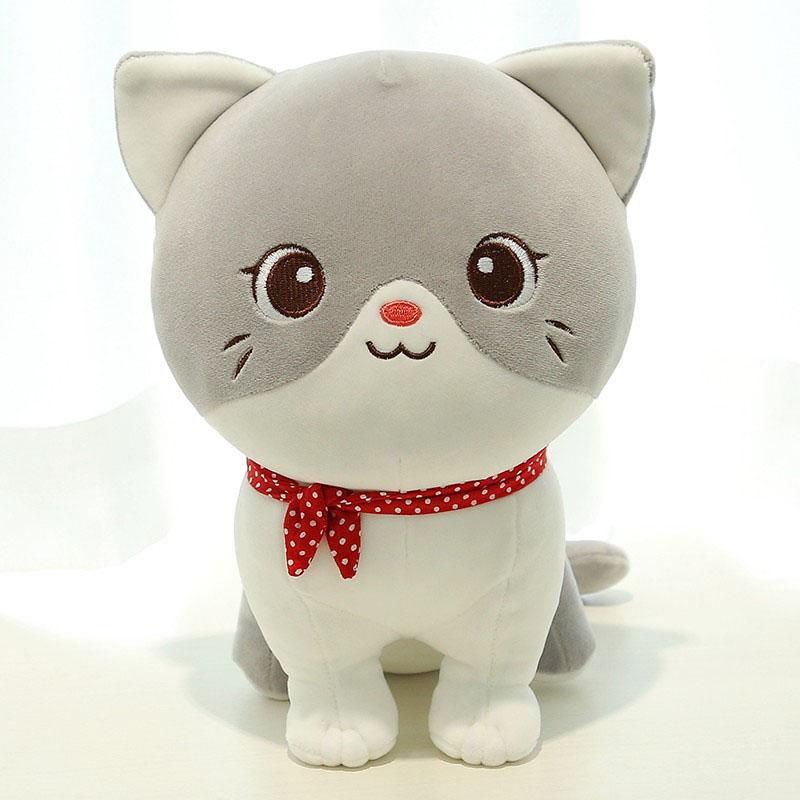 

24cm Cartoon Cat Plush Doll Cute Stuffed Kitten Rag Toy Elastic Soft Sofa Cushion Brithday Gift for Kids Girls Boys