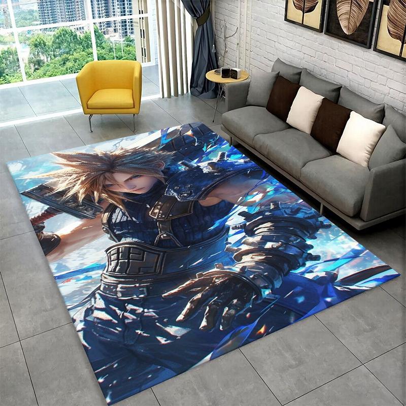 Cloud Tifa Final Fantasy Spiele Sephiroth Teppich Teppich für Schlafzimmer Wohnzimmer Sofa Spielzimmer Fußmatte Heimdekoration,Teppich Rutschfest