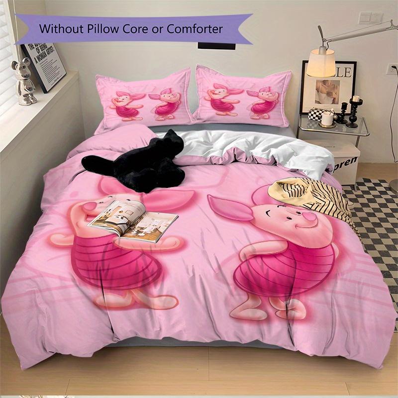 Set Biancheria da Letto Maialino Rosa 3 Pezzi Include 1 Copripiumino e 2 Federe, Confortevole Q082