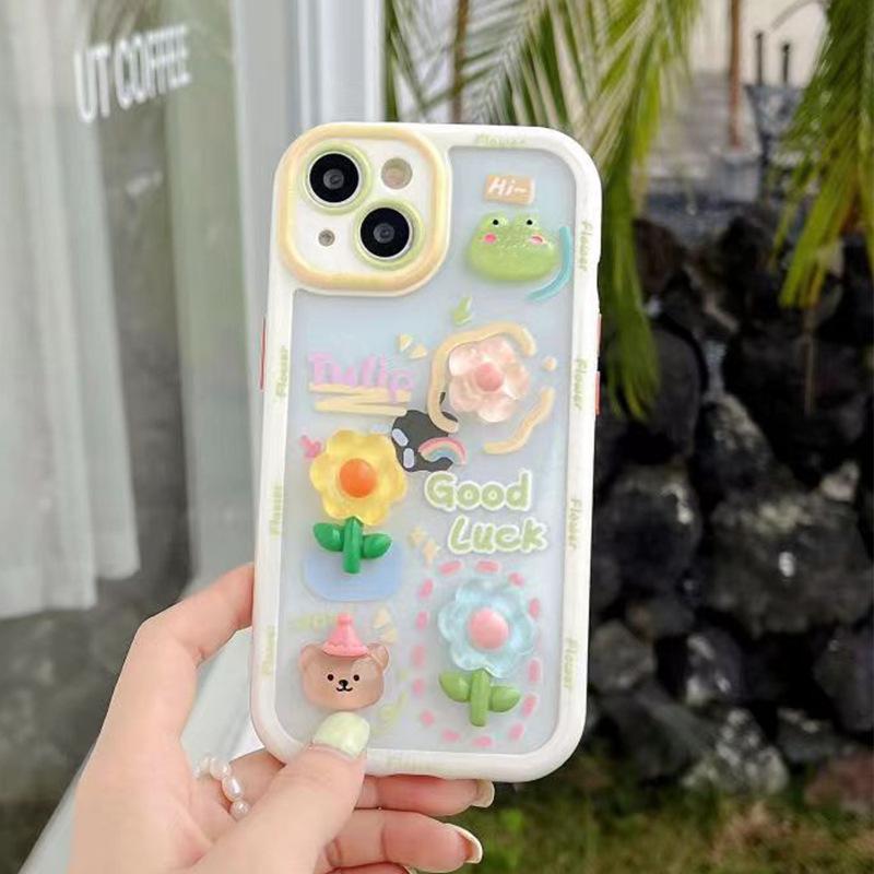 Jingle cat applies to iphone14pro cute cream shell cartoon anti-drop hard shell apple 17 flower mobile phone case
