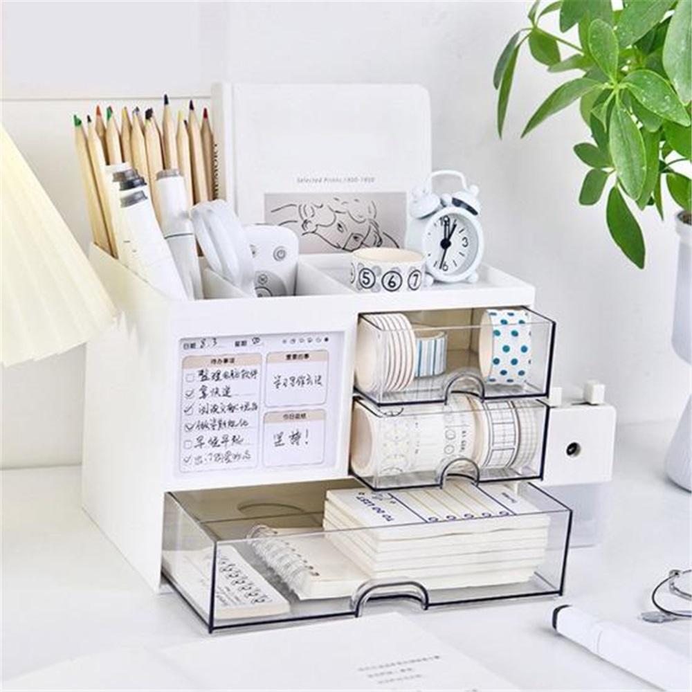 Multifunkční stolní organizér Zásuvková krabička s držákem na pero Velkokapacitní úložný organizér na stůl s mnoha přihrádkami