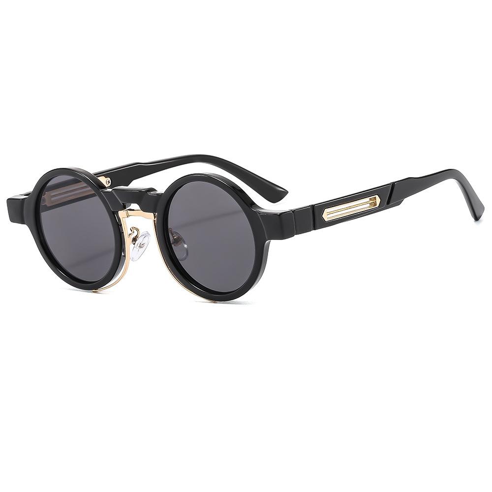 

Ins Popular Small Round Punk Sunglasses Women Retro Clear Ocean Gradient Lens Shades Uv400 Men Double Color Sun Glasses as picture