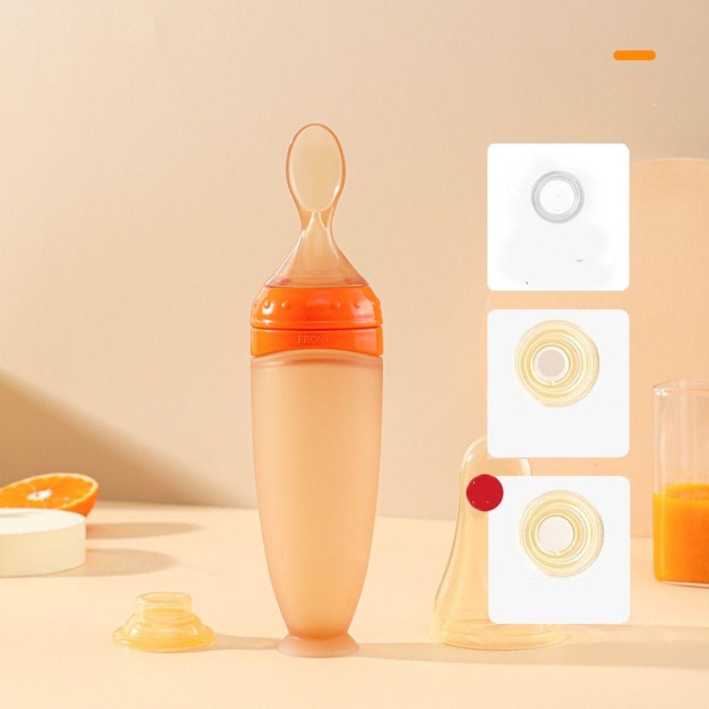 

Detachable Baby Feeding Spoon Silicone Baby Food Feeder with Spoon Baby Bottle Infant Feeding