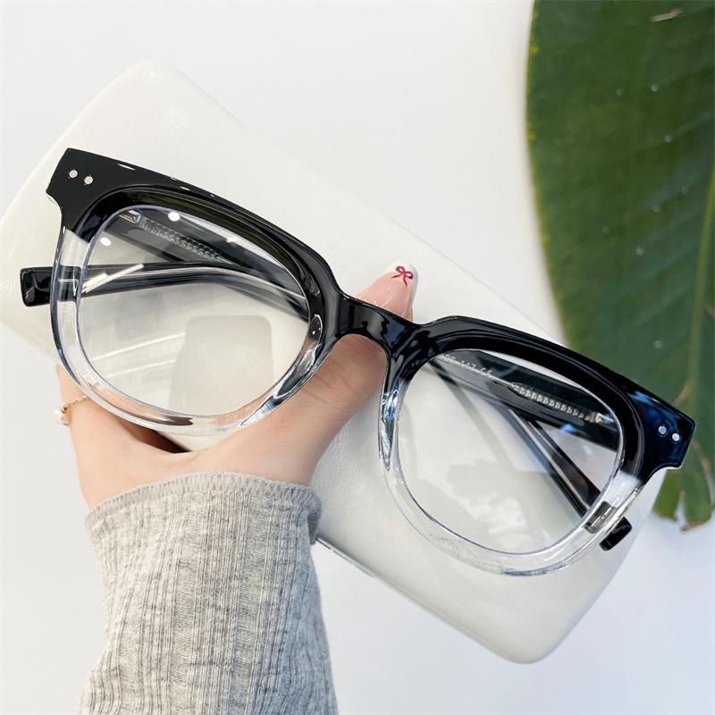 

Fashion Brand Design Acetate Transparent Square Oversized Frame Photochromic Anti Blue Ray Women Sunglasses Prescription Glasses Single Version&1.56&Anti Blue Ray