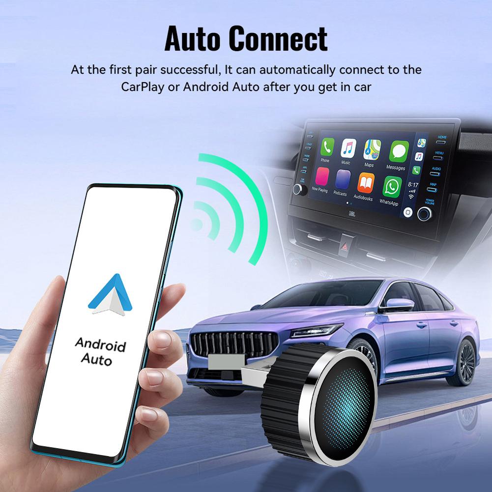 2 in 1 Wireless CarPlay Android Auto Adapter Wireless CarPlay Adapter Smart USB Dongle for iPhone and Android Factory Wired Cars