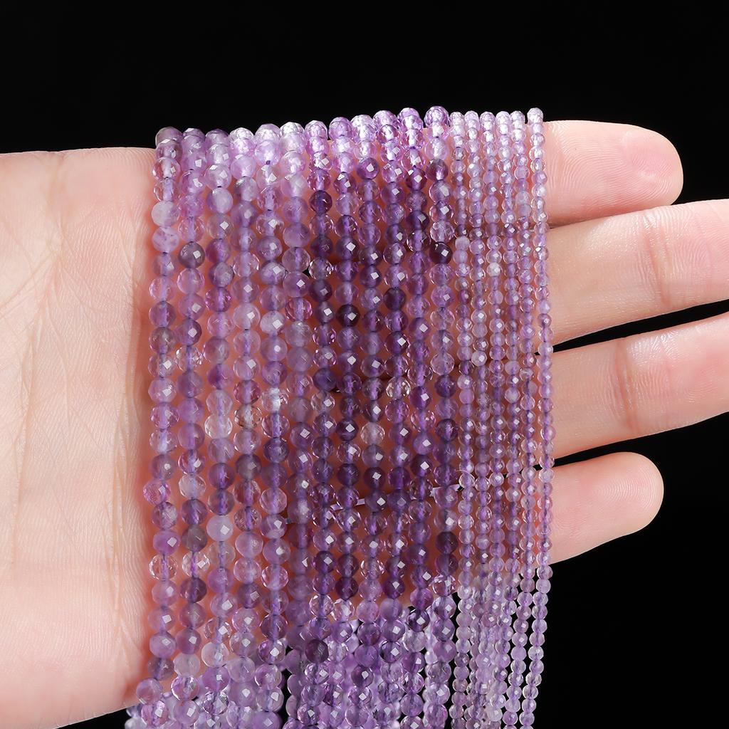 2 3 4mm Natürliche Facettierte Citrin Fluorit Amethyst Steinperlen Runde Mineralperlen Für Schmuckherstellung DIY Armband Zubehör