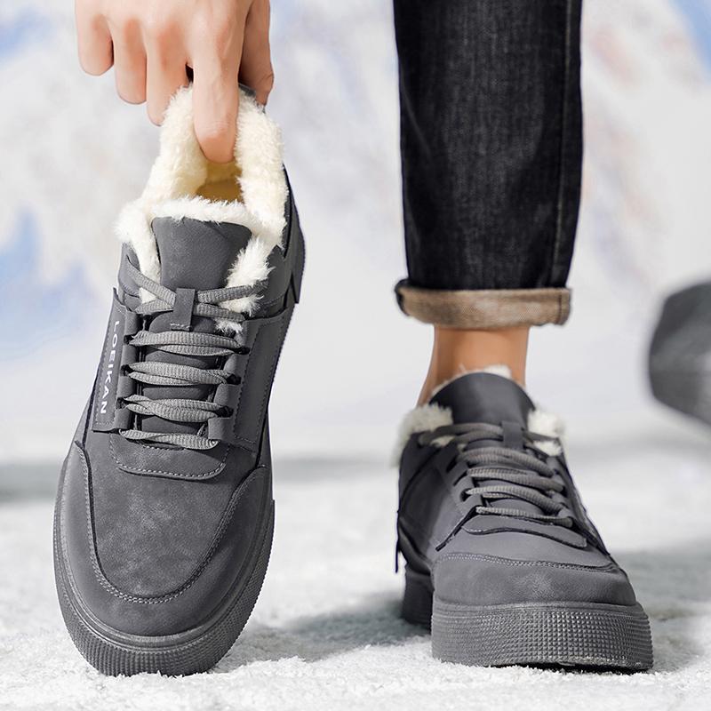 Men's fashion thick soled outdoor winter casual plus size high top shoes comfort shoes slip-resistant wear-resistant cotton shoe