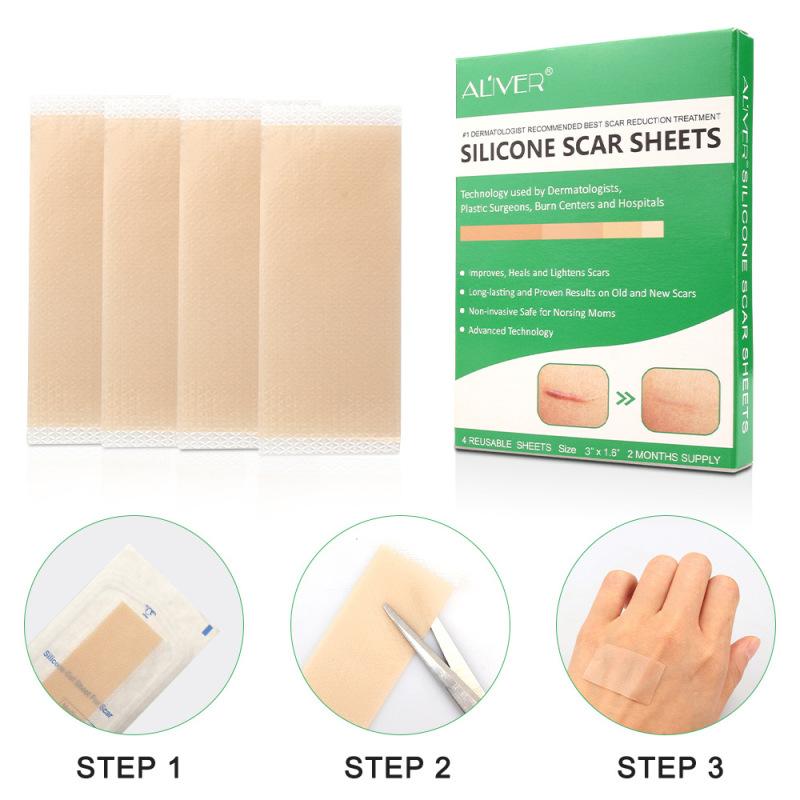 4 Sheets Scar Removal Patch Reusable Silicone Therapy Scar Repair Patch Long-lasting Sticker