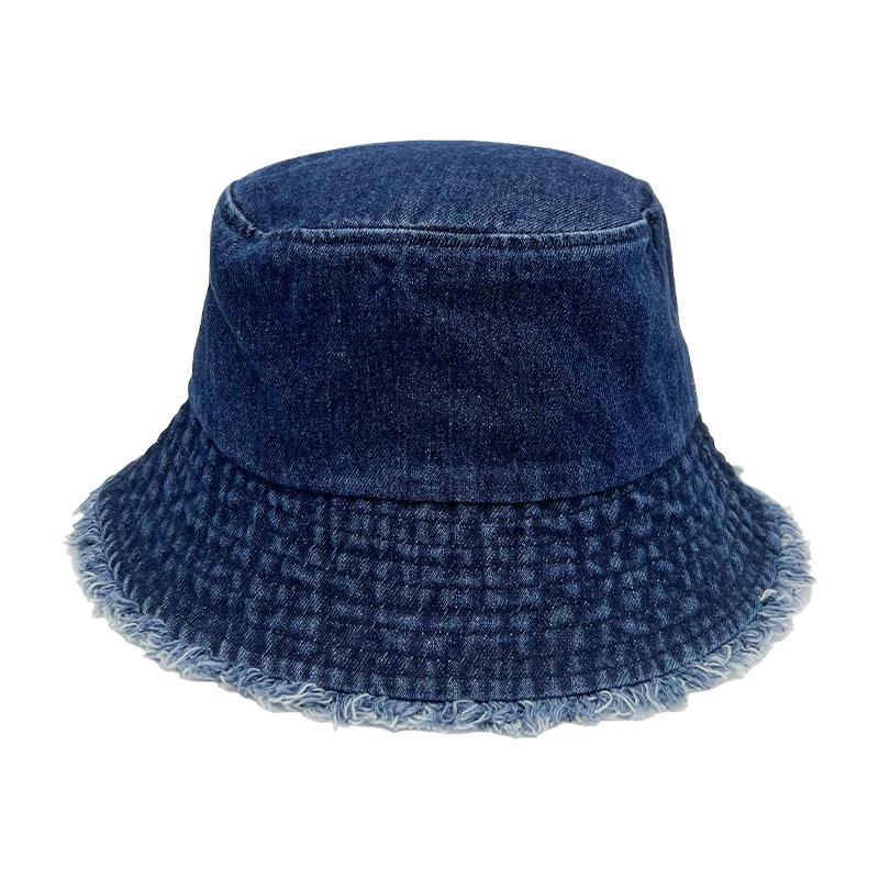 

Корейская версия ретро джинсовой шляпы старого рыбака для мужчин и женщин, защита от солнца, шляпа от солнца, однотонная, светлая, стиранная шляпа-ведро M（56-58cm）