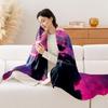 1pc Gothic Anime Angel Blanket - Heavyweight Plush Flannel All-Season Soft Bedspread with Dark Purple & Pink Winged Design, Mach