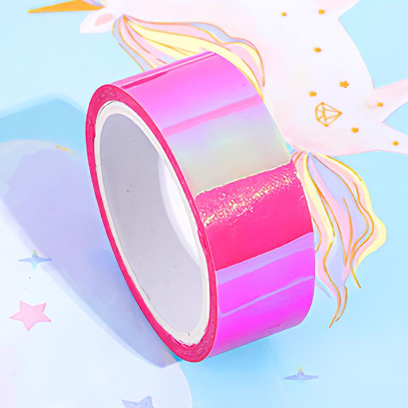 Colorful Gradient Laser Tape & Rainbow Film Stickers for DIY Journals and Cards