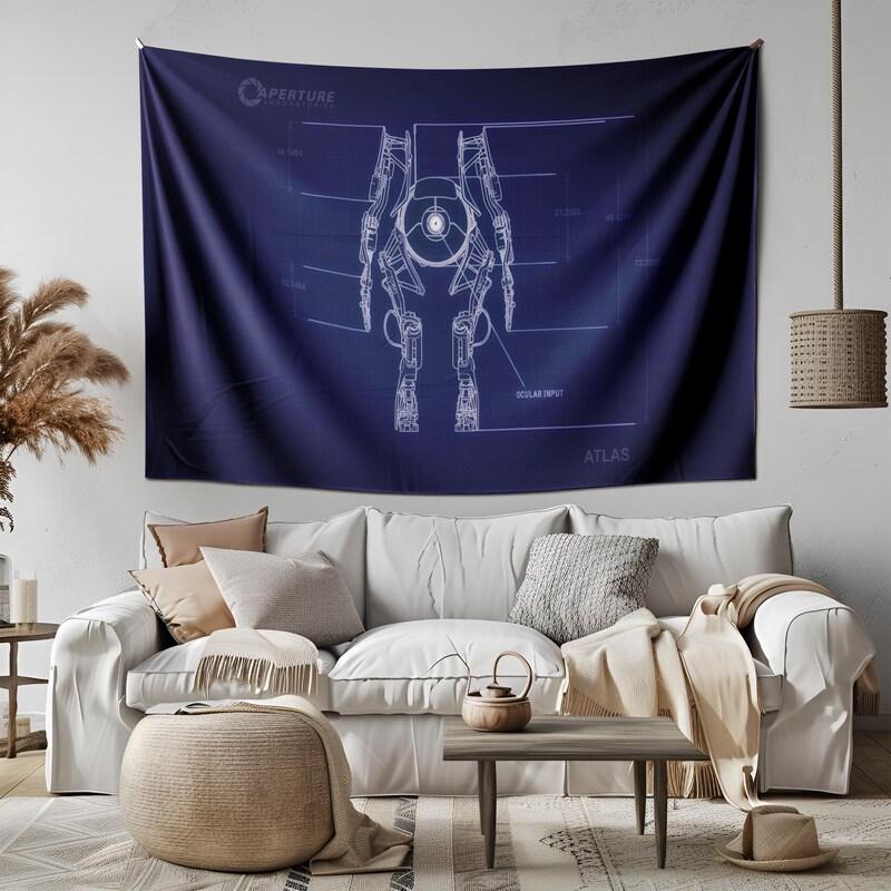Tapestry portal science fiction game Aperture Science 75x100 чёрный