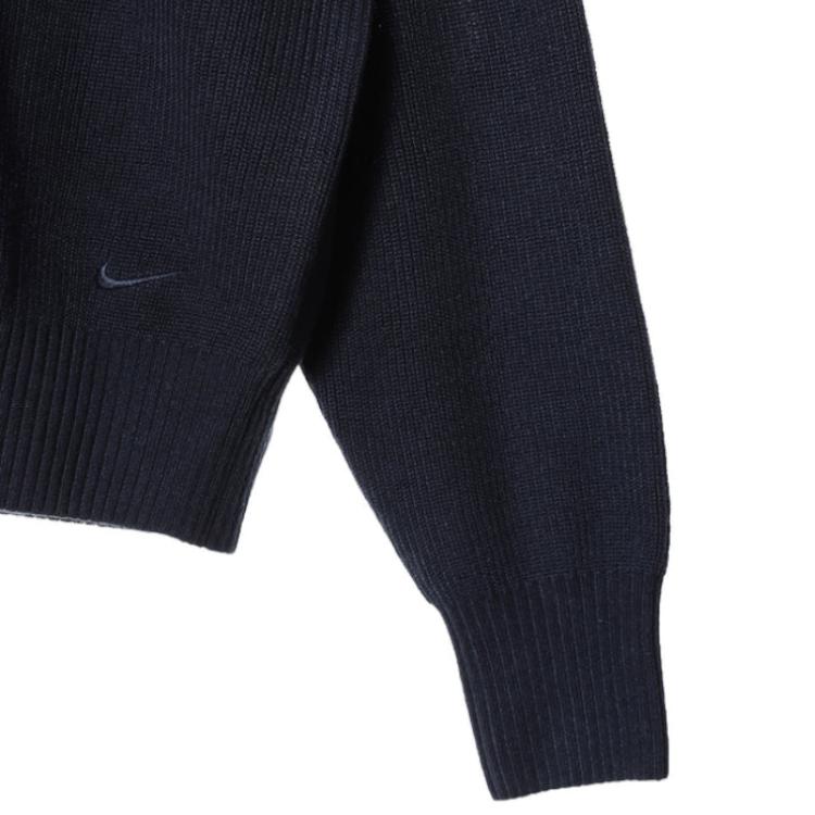 Nike Solid Color Loose Sports Casual Knit Pullover Long Sleeve Sweater Men Tops Obsidian FN3119-451