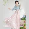 Chinese Tang Dynasty Style Hanfu Printed Tang Robe Top Waist Skirt Modified Daily Suit For Women