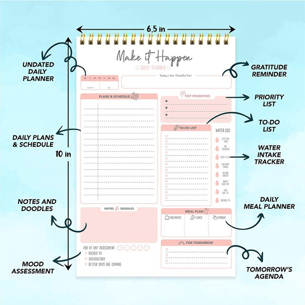 Portable To Do List Notepad Easy Tear-off A5 Agenda Planner Schedule Writing Pads  Office Supplies