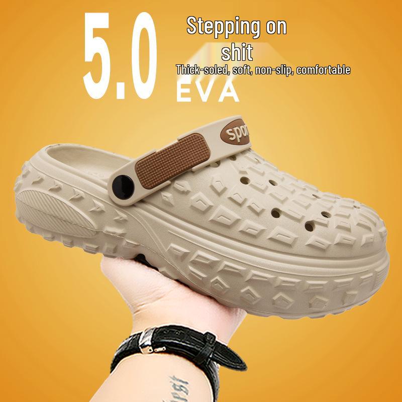 Men s Summer Non-slip Thick Sole Clog-inspired Driving Sandals with Closed Toe 44–45