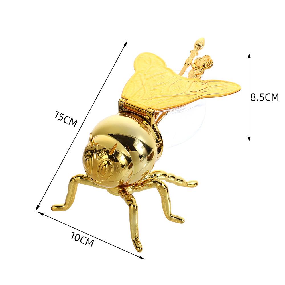 Bee Shape Honey Storage Dispense Container With Spoon Ornament Spice Seasoning Jar Home Kitchen Tool