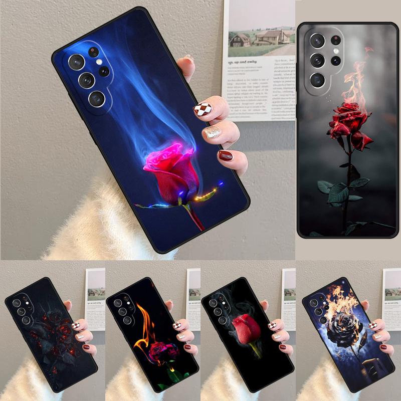 Burning Love Rose Phone Case for Samsung Galaxy Note 10 Pro S26 Ultra S23 S24 FE S25 S21 S22 PLUS Shockproof Cove