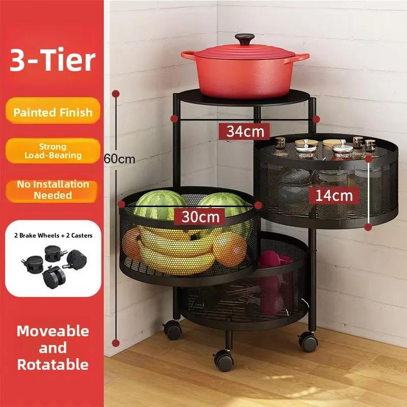 Для дома Вращающийся многоярусный мобильный стеллаж для хранения Ра Фри круглый Стеллаж для хранения овощей и фруктов Кухонный органайзер Аксессуар