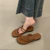French thin strap flat-bottomed set of toe sandals female 2025 new summer fairy wind two wear one word with outside wear cool slippers