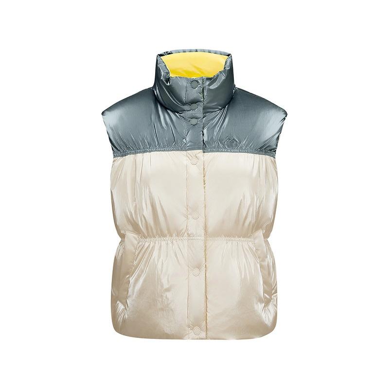 Skechers Outdoor Series Comfortable Color Block Stand Collar Warm Vest Women Vests Eggshell L424W032-00V7 M