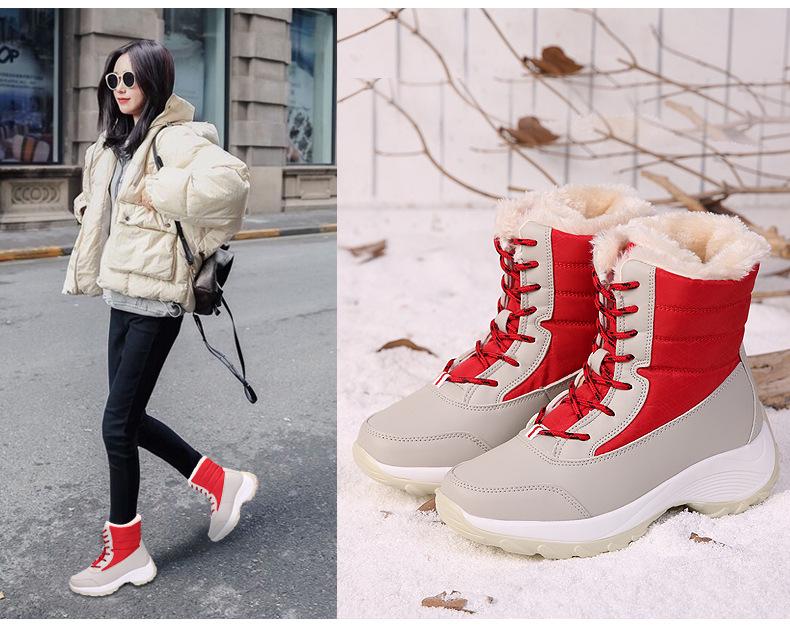 2025 Warm Thickened Mid-Calf Snow Boots with Velvet Lining, Large Size 42