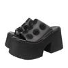 Johnature Fashionable Super High Heels Outdoor Slippers Genuine Leather Thick Soled Lightweight Women's Sandals