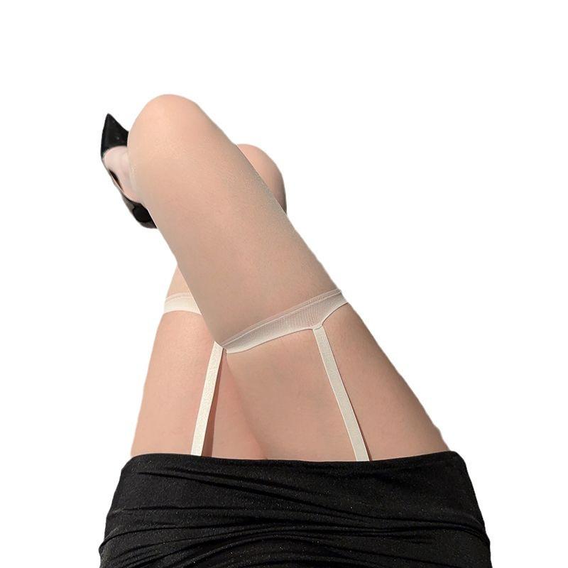 Sexy Spice Girls Black Silk Suspender Knee Socks Women'S Ultra-Thin Contrast Color Red Edge Black Long Tube Pure White Silk High Stockings