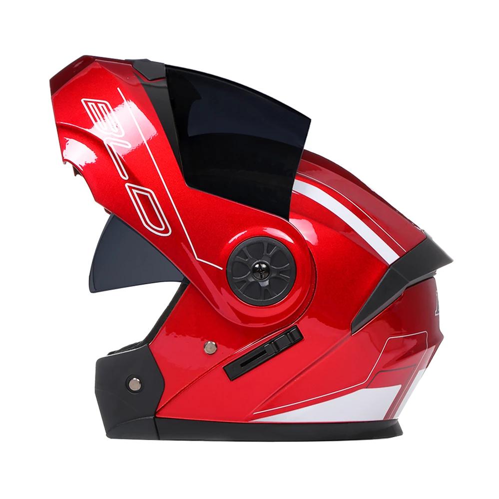 2022 New DOT Appoved High Quality Double Lens Flip Up Helmet Abs Full Face Motocross Motorcycle Racing Helmet Unisex