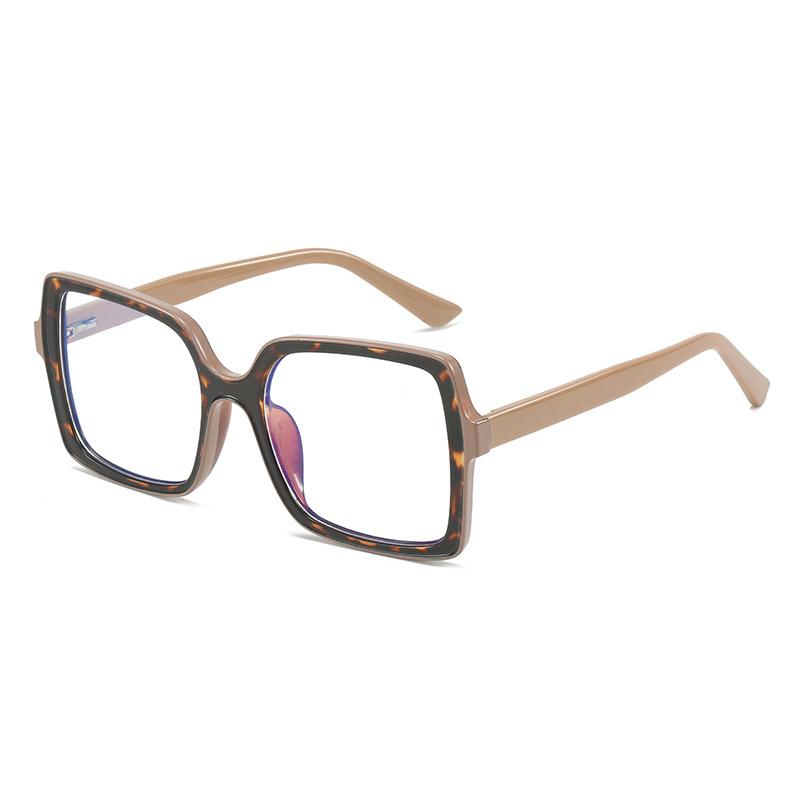 Trend Personalized Contrasting Color Anti-Blue Glasses, Simple Large Frame Plain Flat Glasses Tr Ferrule Glasses Frame