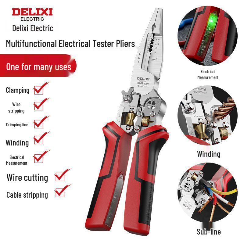 Delixi Multi-functional Long-Nose Electrician Pliers | Industrial Grade Wire Strippers