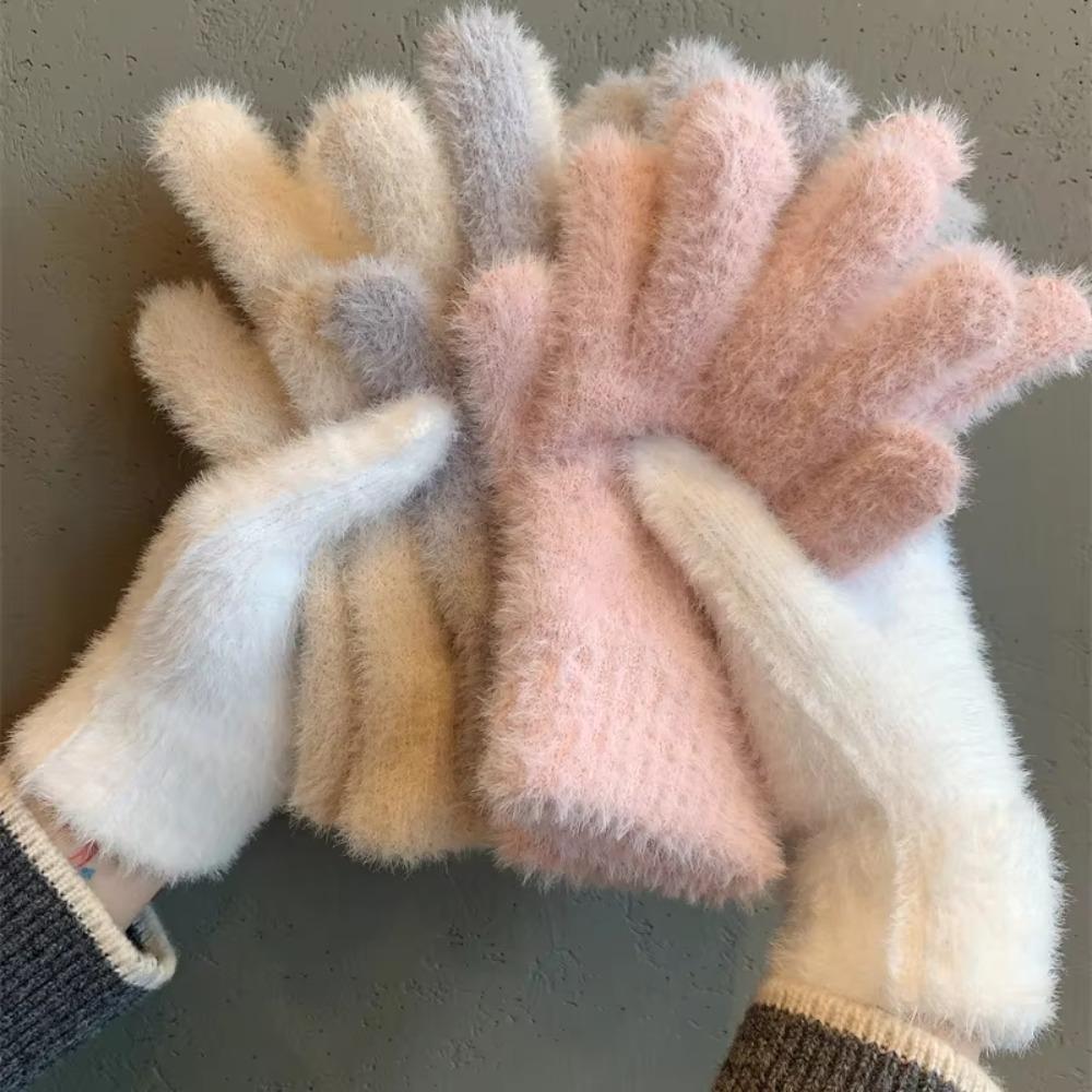 Gants Épais et Fourrés Résistants au Froid Gants Cinq Doigts Gants Tendance en Velours de Vison Hiver