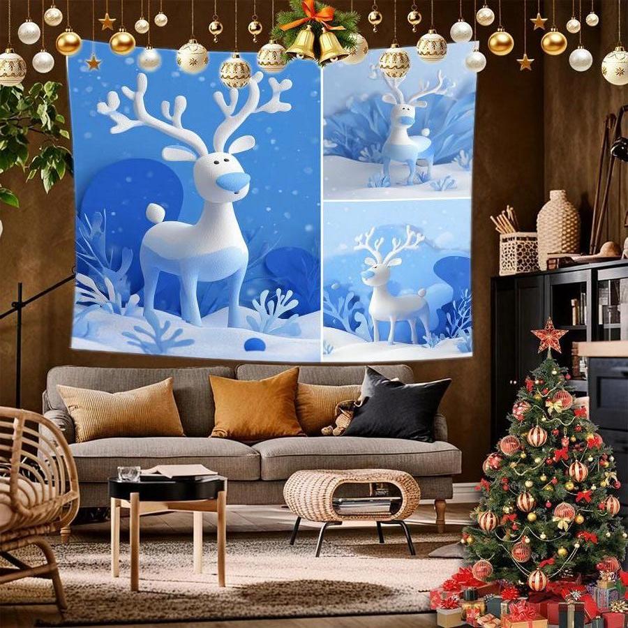 Deer Christmas Tapestry Background Cloth Hanging Cloth Bedroom Bedside Decorative Wall Cloth Rental Dormitory Tapestry