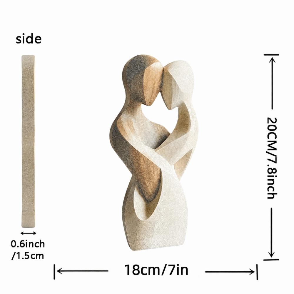 Creativiteit 2e-dimensionaal Plat Beeld Kunstmatig Hout Elegant Koppel Beeld Modern Knuffel Decoratief Beeld Bureau