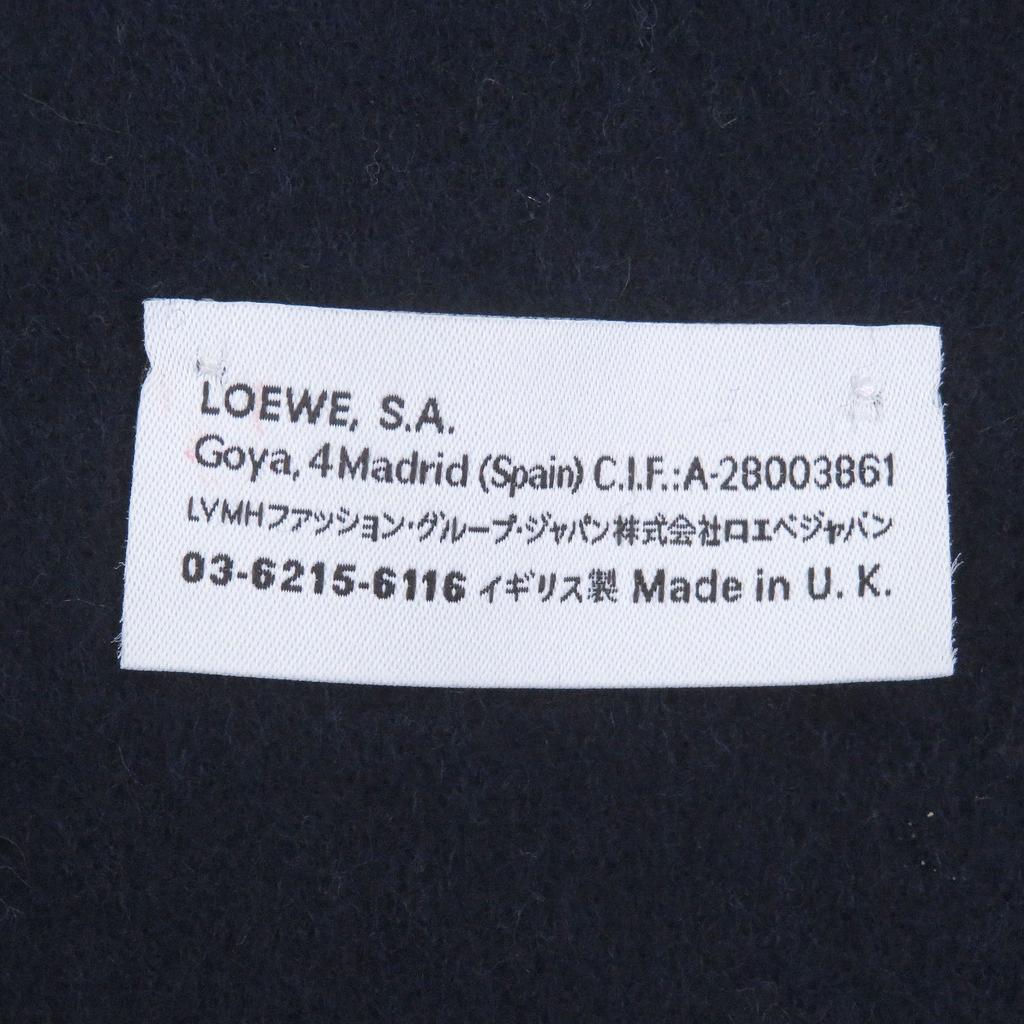 Excellent LOEWE Scarf Anagram logo embroidery Navy wool mens Used
