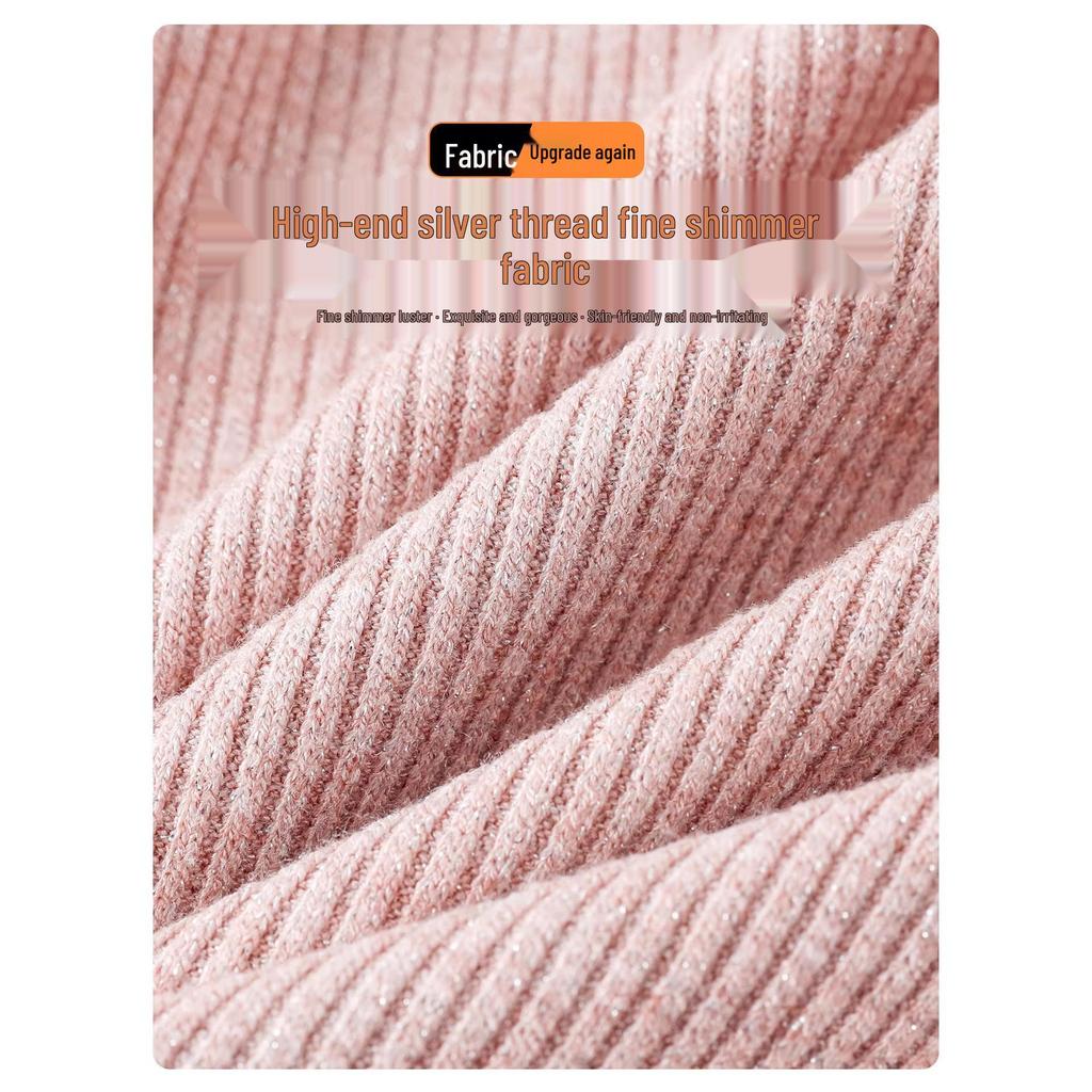 High-End Pink V-Neck Knit Dress: Women's Autumn/Winter Hip-Hugging Skirt, New Year Hot Girl Outfit.