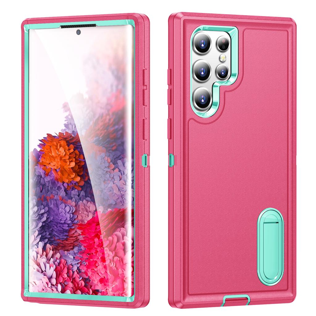 For Samsung Galaxy S22 Ultra 5G Case Case Kickstand Phone Cover PC+Silicone+EVA 3-in-1 Design