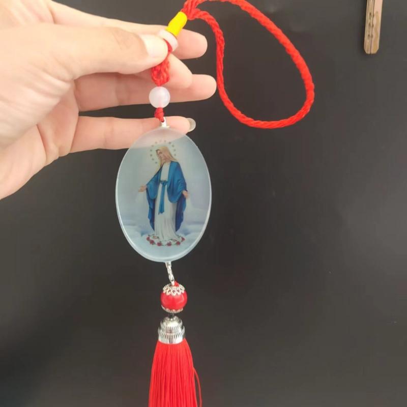 Virgin Mary Car Hanging Ornaments for Rear View Mirror Christian Auto Interior Decor Car Pendant Decoration Accessories