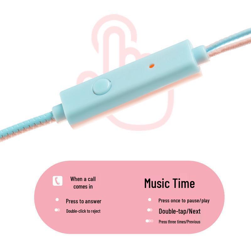 Macaron Two-Tone Heavy Bass In-Ear Wired Earphones: Universal Earplugs for Students