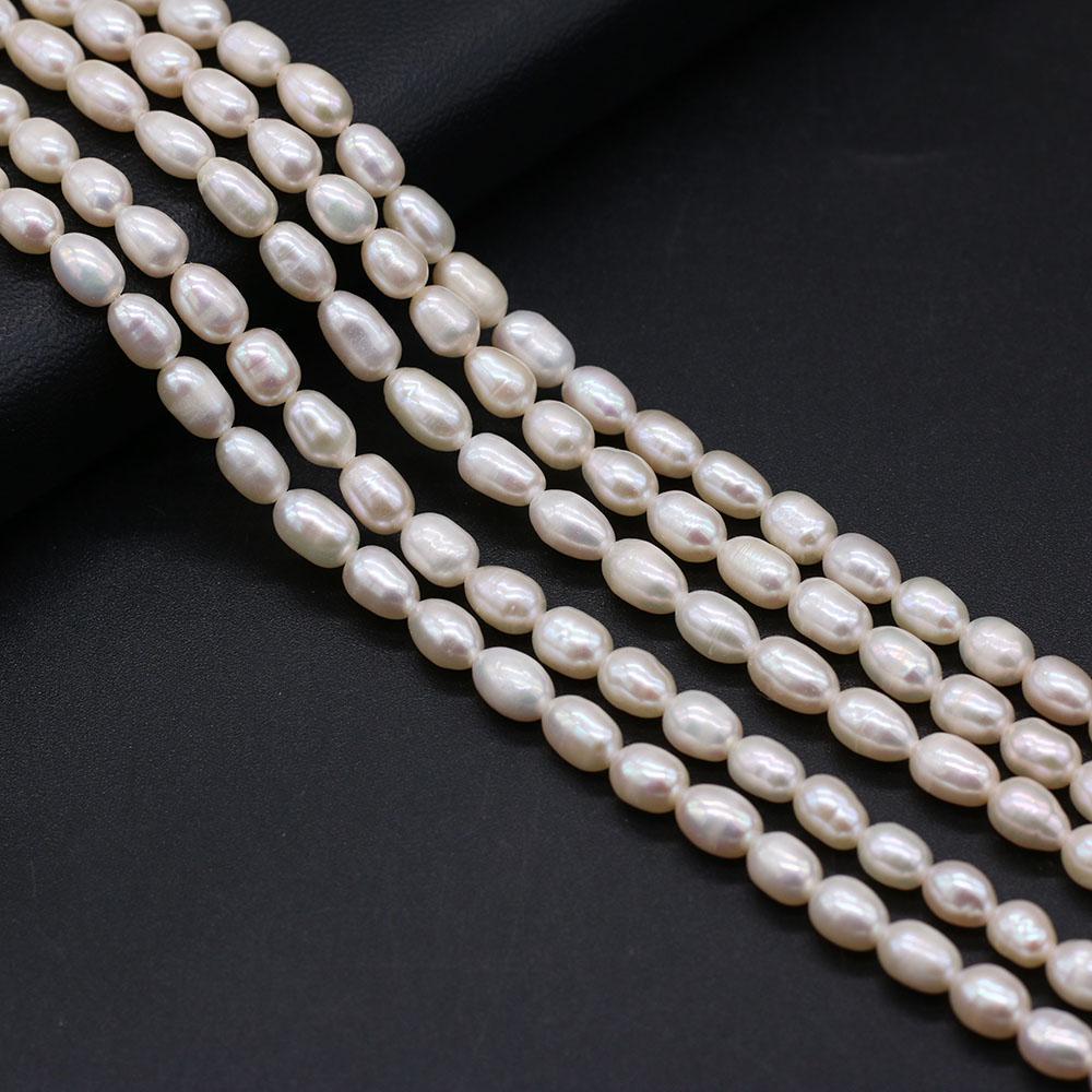 36cm Strand 5-6mm Natural Freshwater Rice Pearls Spacer Beads DIY Earring Necklace Bracelet Parts
