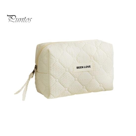 

Стеганая косметичка, однотонная косметичка с металлической молнией, женская портативная сумка для туалетных принадлежностей для путешествий и домашнего хранения бежевый