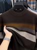 Men's Autumn/Winter 2025 Striped Knit Sweater - Middle-aged, Round Neck, Loose Fit, Elastic, Dad's Wardrobe Essential