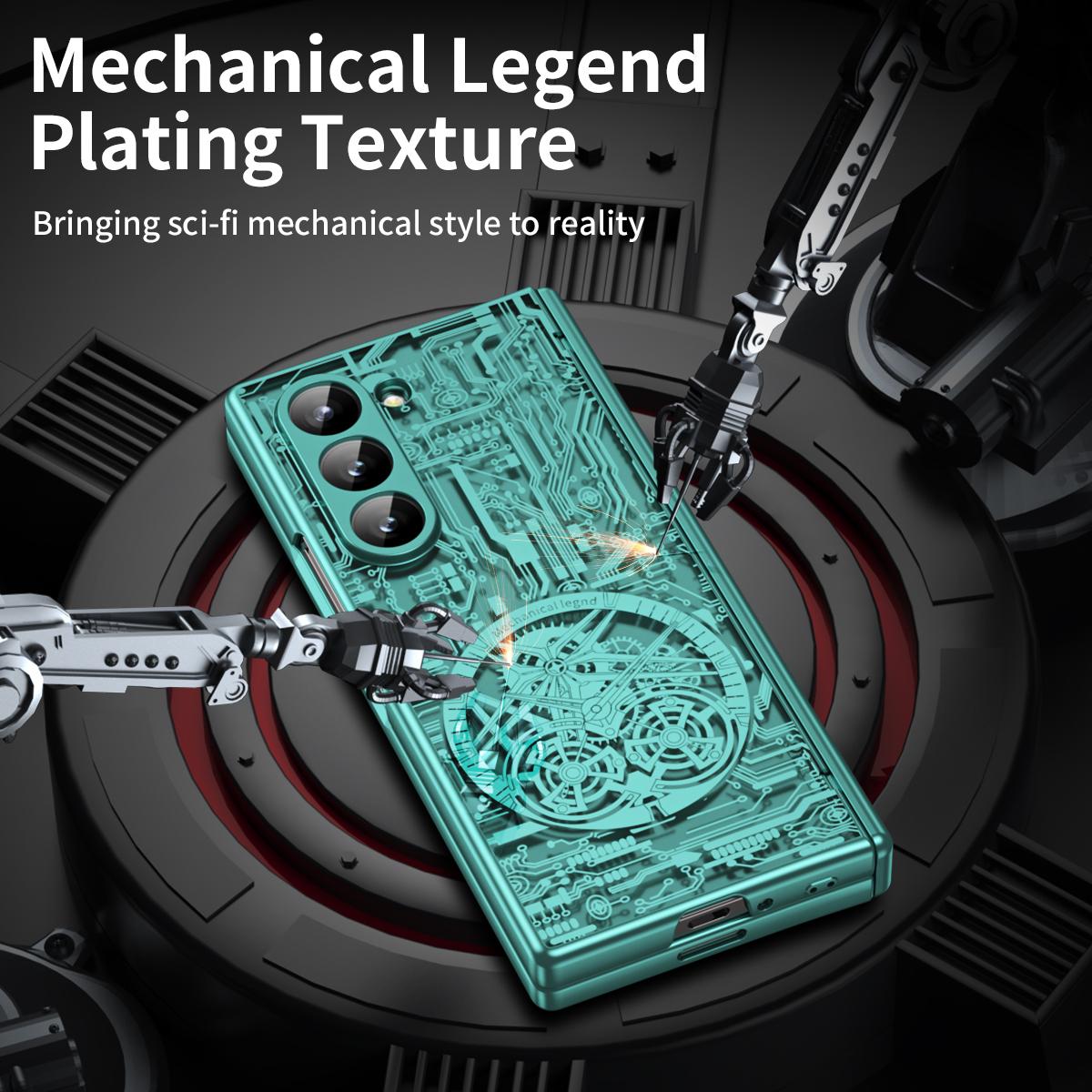 

Mechanical Legend Series For Samsung Galaxy Z Fold6 5G Case Electroplated PC Phone Cover with Screen Film Black